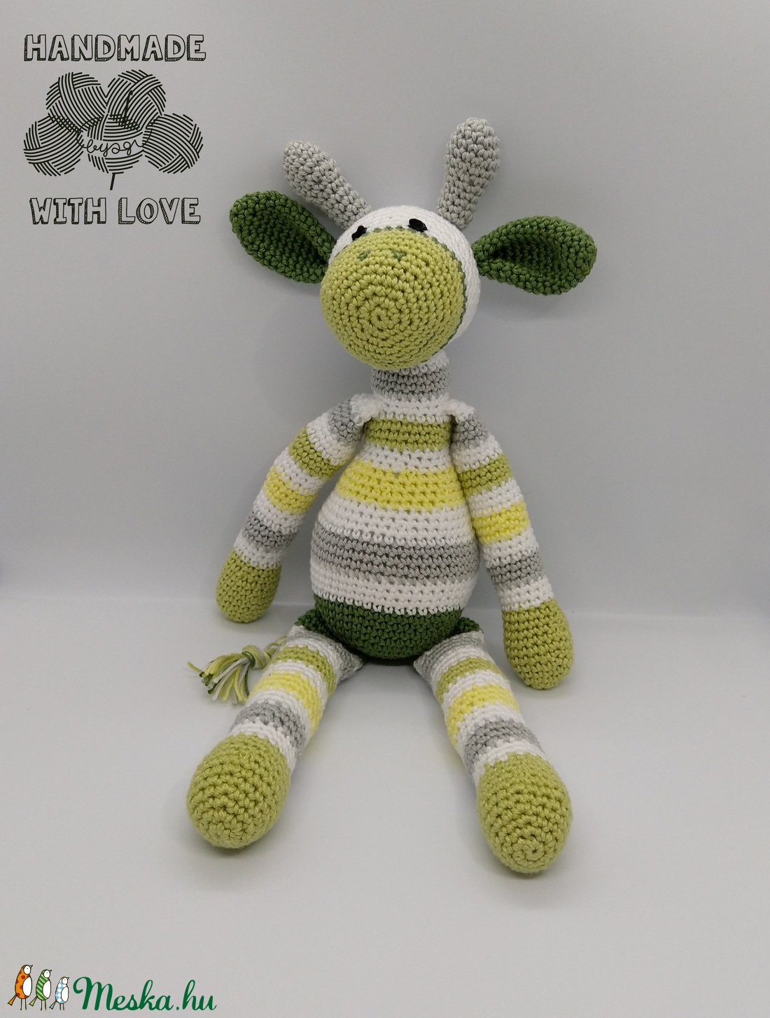 Zöld csíkos horgolt zsiráf -  - Meska.hu