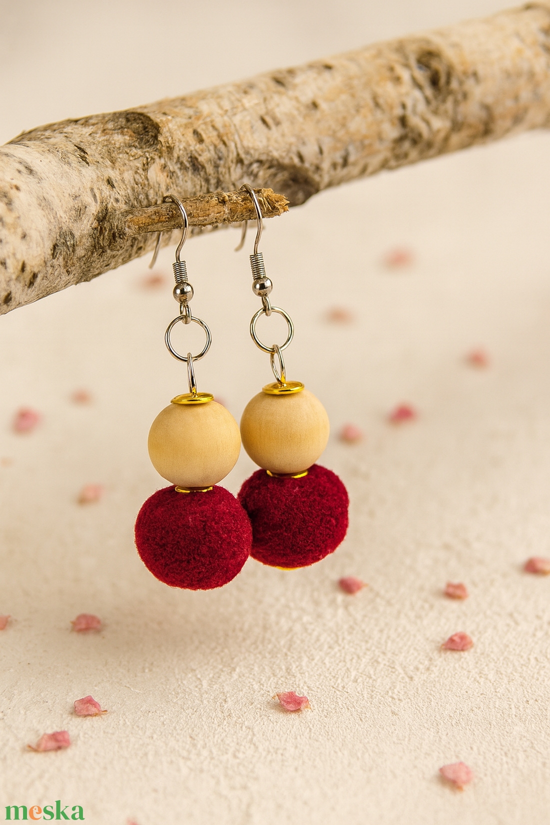 Fluffy Drops- bordó - ékszer - fülbevaló - lógó fülbevaló - Meska.hu