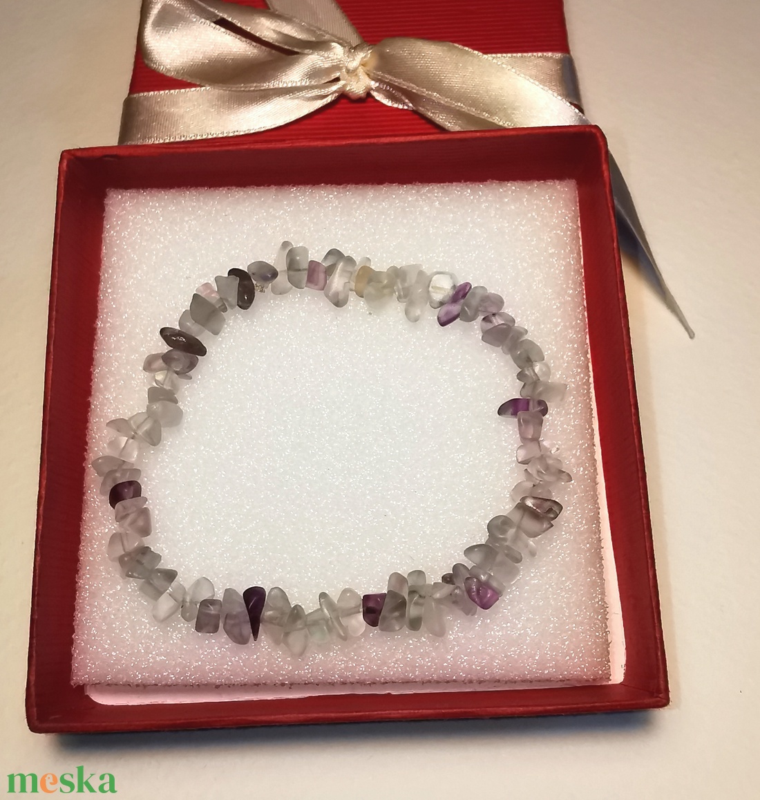 Fluorit ásvány karkötő  - ékszer - karkötő - gyöngyös karkötő - Meska.hu