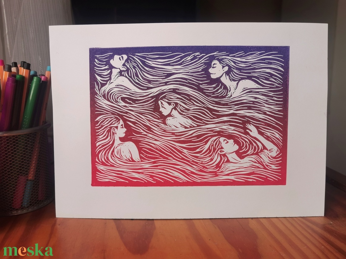 Handmade linocut print - művészet - grafika & illusztráció - művészi nyomat - Meska.hu