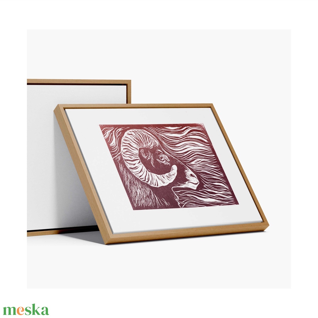 Mufflon � linómetszet eredeti nyomata - művészet - grafika & illusztráció - művészi nyomat - Meska.hu