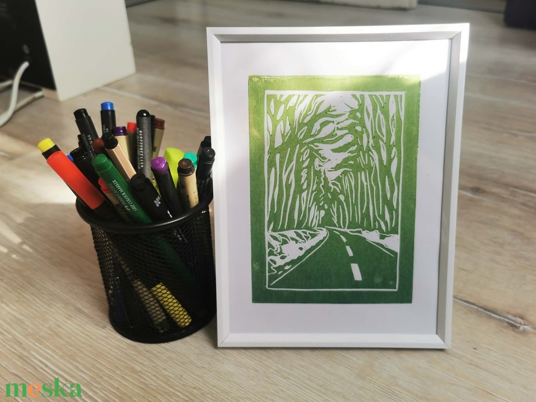 Erdei út � eredeti linónyomat  - művészet - grafika & illusztráció - művészi nyomat - Meska.hu