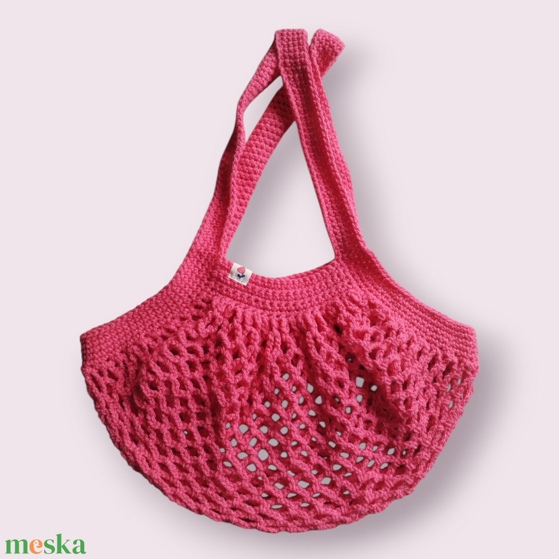 Horgolt bevásárlótáska 'Hot pink' - táska & tok - bevásárlás & shopper táska - shopper, textiltáska, szatyor - Meska.hu