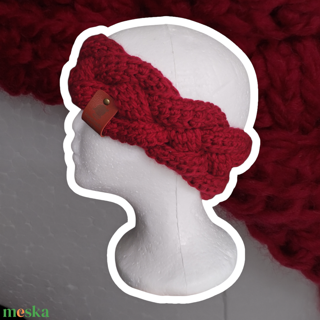 Horgolt fonott fülmelegítő - Piros - ruha & divat - sál, sapka, kendő - sapka - Meska.hu