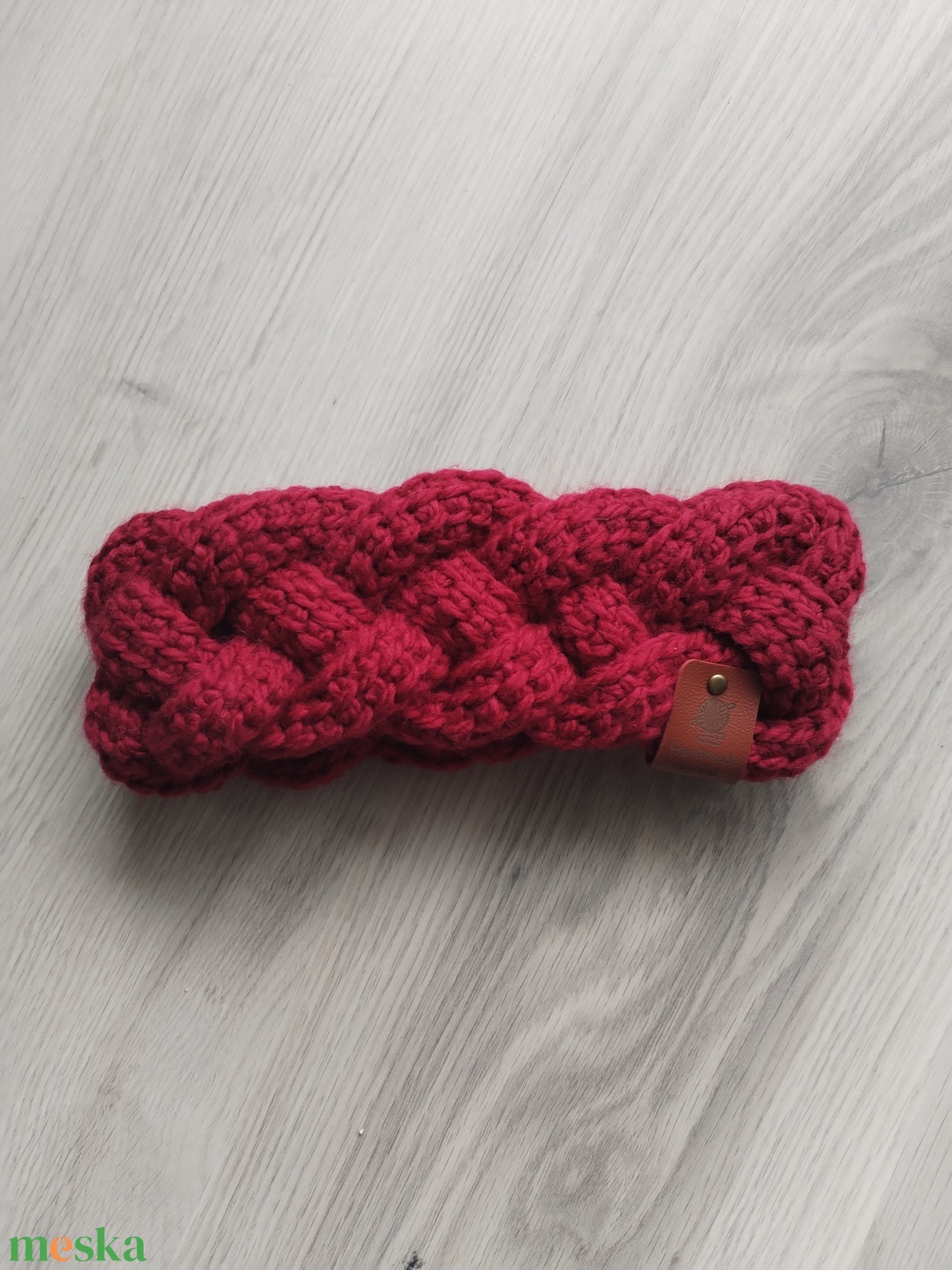 Horgolt fonott fülmelegítő - Piros - ruha & divat - sál, sapka, kendő - sapka - Meska.hu