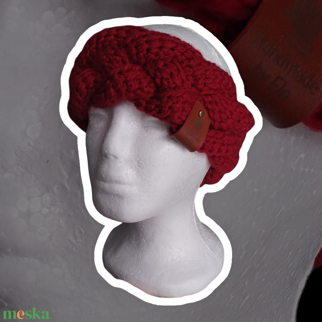 Horgolt fonott fülmelegítő - Piros - ruha & divat - sál, sapka, kendő - sapka - Meska.hu