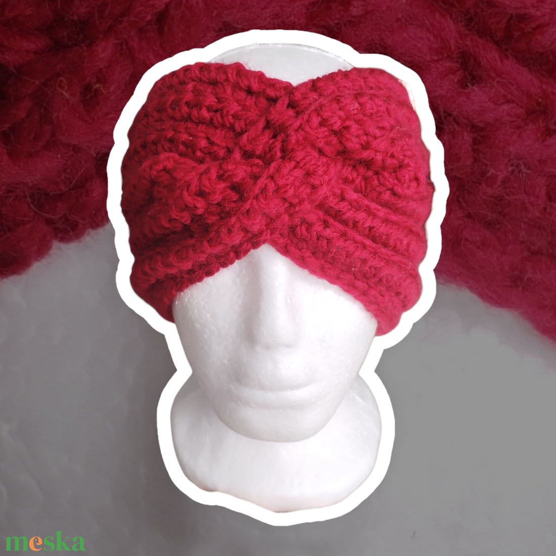 Horgolt Fülmelegítő - Piros - ruha & divat - sál, sapka, kendő - fejpánt - Meska.hu