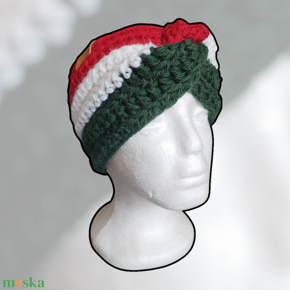 Horgolt Fülmelegítő - Magyar zászló - ruha & divat - sál, sapka, kendő - fejpánt - Meska.hu