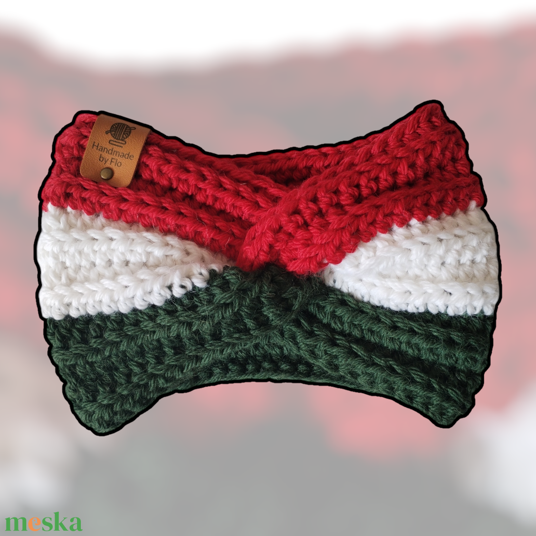 Horgolt Fülmelegítő - Magyar zászló - ruha & divat - sál, sapka, kendő - fejpánt - Meska.hu