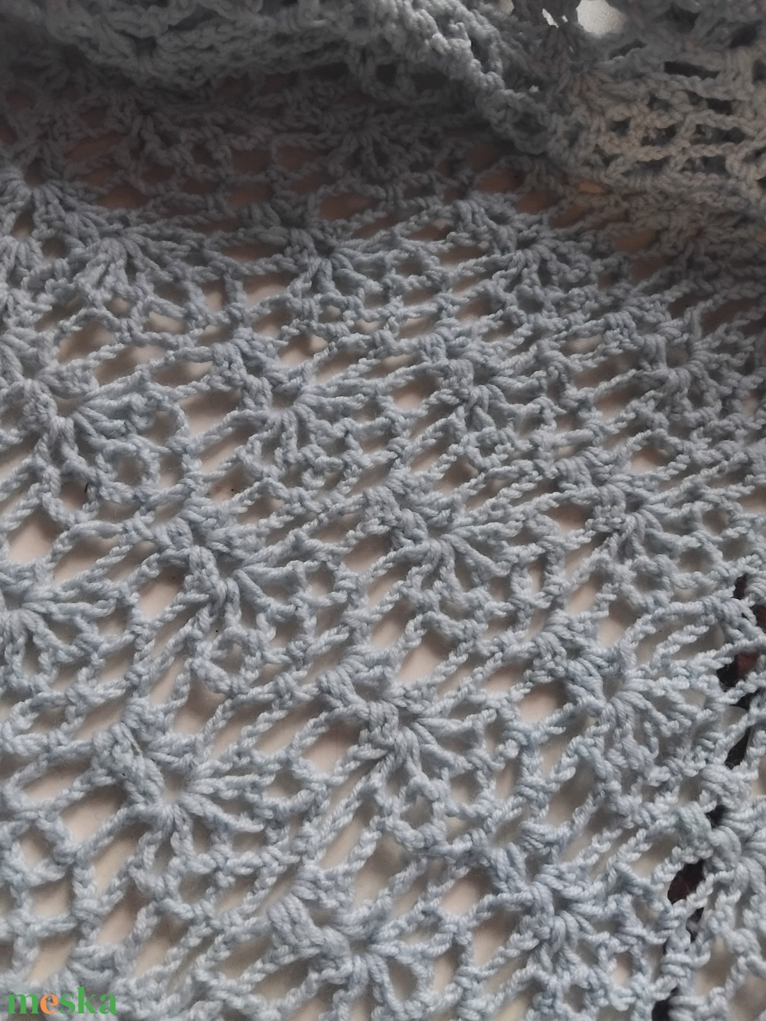 Balatoni szél- Nagyméretű kézzel horgolt merino kendő  - ruha & divat - sál, sapka, kendő - vállkendő - Meska.hu