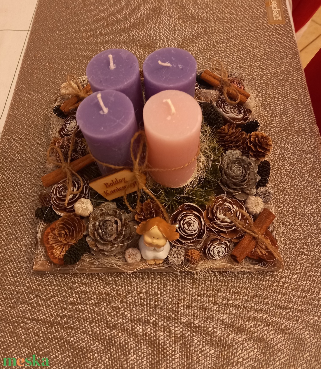 Adventi  asztaldísz  - karácsony - karácsonyi lakásdekoráció - ünnepi asztaldekoráció - Meska.hu