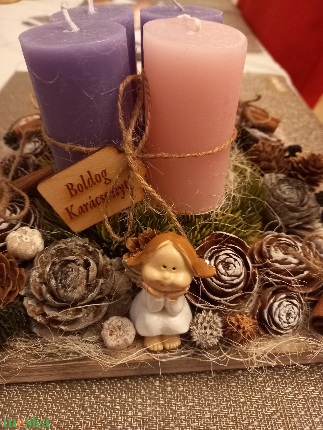 Adventi  asztaldísz  - karácsony - karácsonyi lakásdekoráció - ünnepi asztaldekoráció - Meska.hu