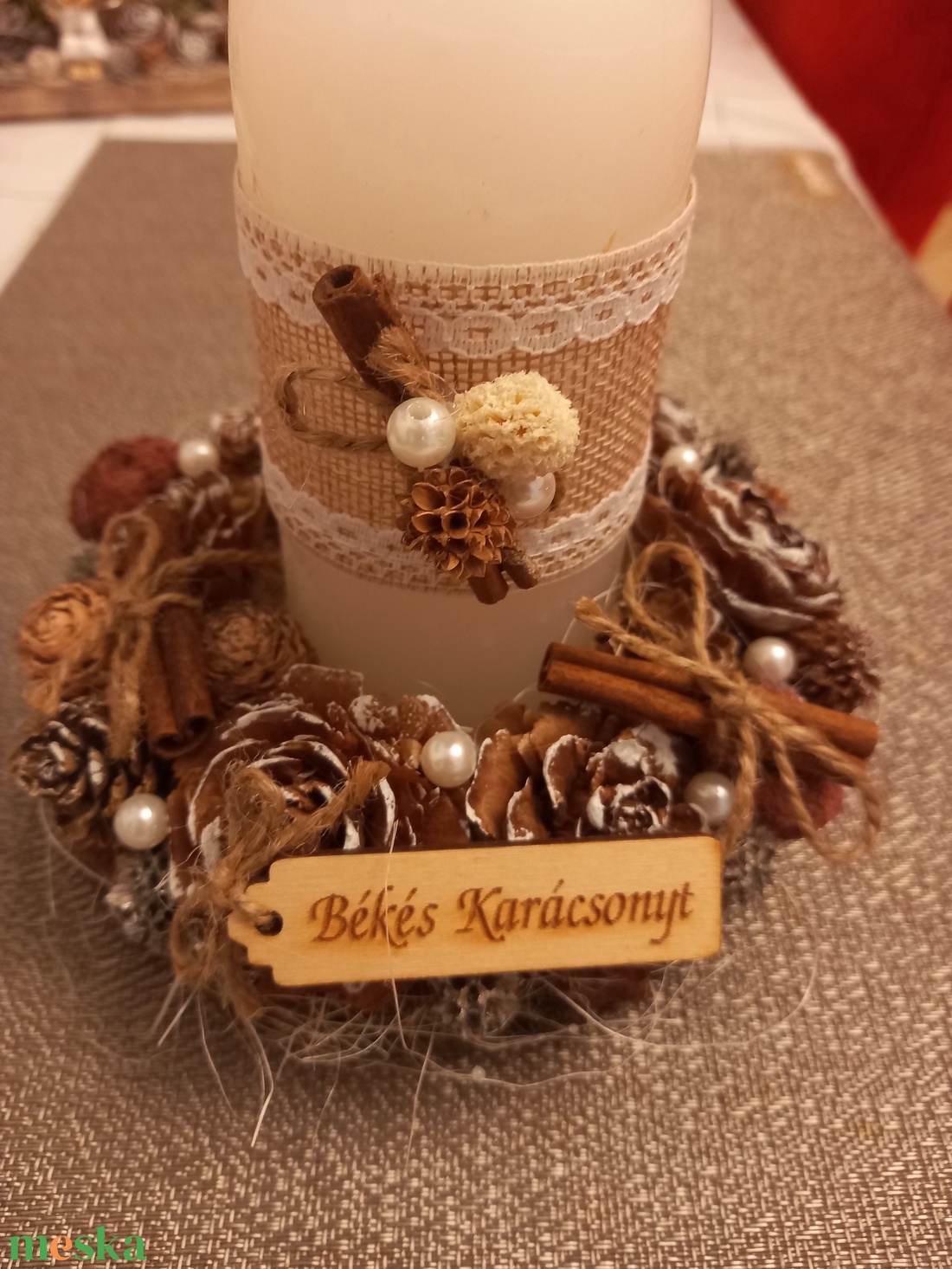 Karacsonyi  asztaldísz  - karácsony - karácsonyi lakásdekoráció - ünnepi asztaldekoráció - Meska.hu