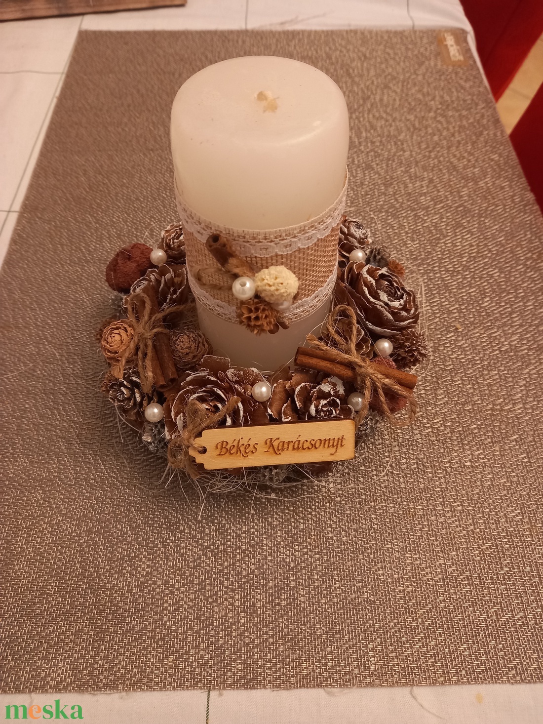 Karacsonyi  asztaldísz  - karácsony - karácsonyi lakásdekoráció - ünnepi asztaldekoráció - Meska.hu