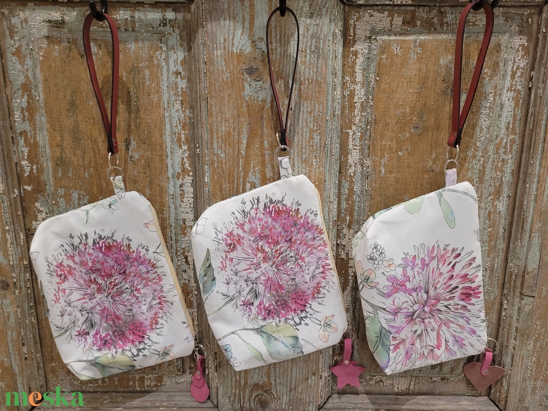 Pasztell virágos neszesszer, valódi bőr pánttal, Pedagógus napra, évzáróra, ballagásra, diplomára. - táska & tok - neszesszer - Meska.hu