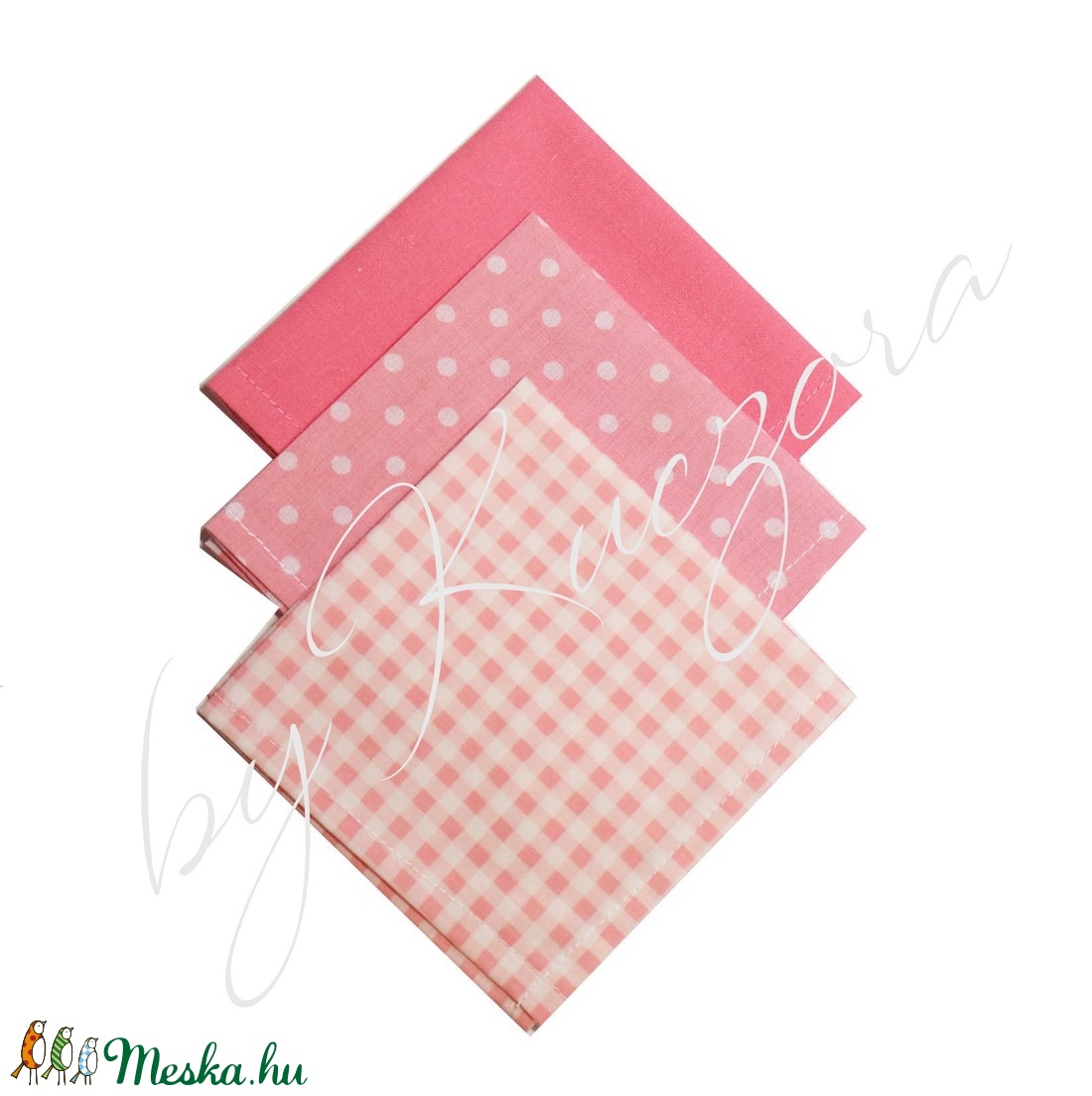 Textil zsebkendő szett, öko zsebkendő szett - rózsaszín - táska & tok - pénztárca & más tok - zsebkendőtartó tok - Meska.hu