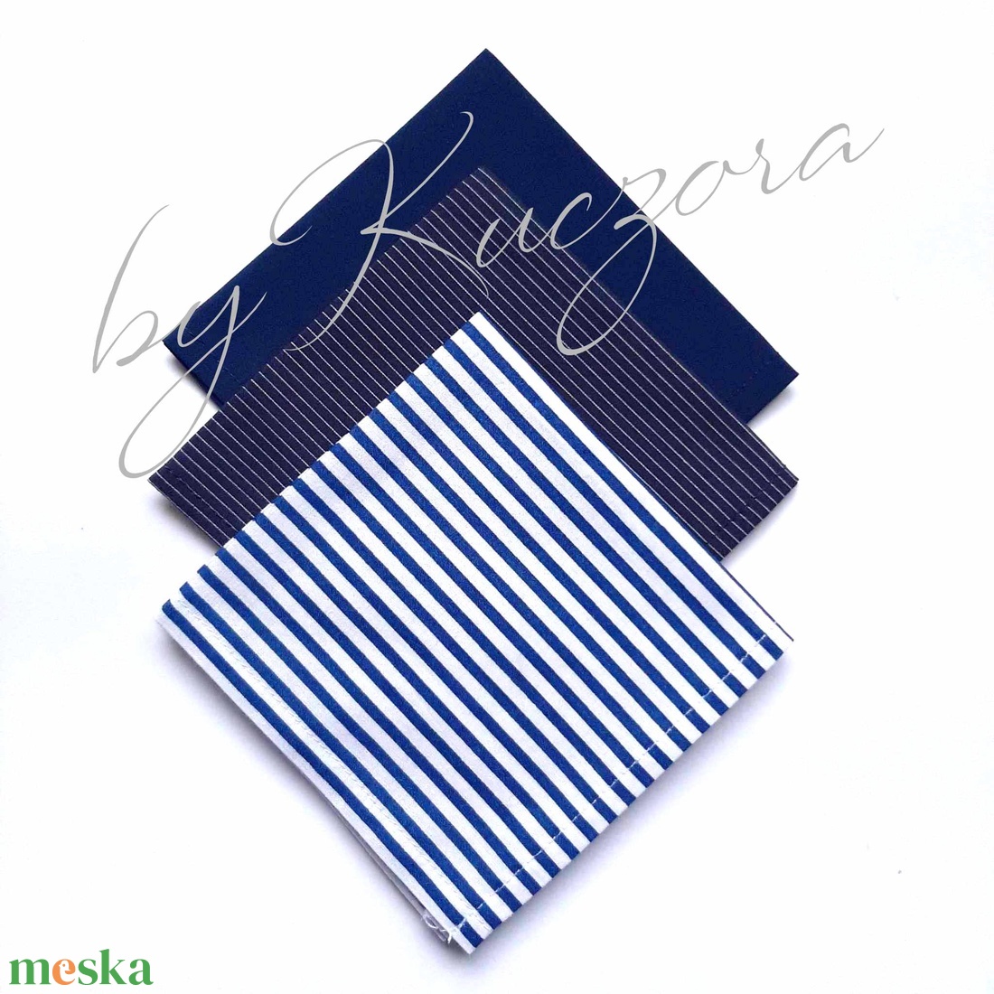 Textil zsebkendő szett, öko zsebkendő szett - kék, fehér, csíkos - szépségápolás - textil zsebkendő - Meska.hu