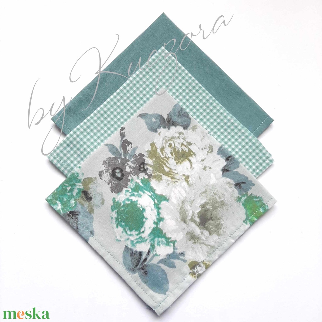Textil zsebkendő szett, öko zsebkendő szett - türkiz zöld, virágos, kockás - szépségápolás - textil zsebkendő - Meska.hu Textil zsebkendő szett, öko zsebkendő szett - türkiz zöld, virágos, kockás - szépségápolás - textil zsebkendő - Meska.hu