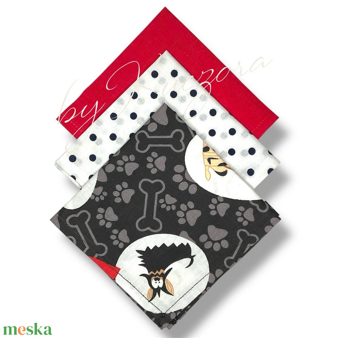 Textil zsebkendő szett, öko zsebkendő szett - kutyás, cicás - S méret - szépségápolás - textil zsebkendő - Meska.hu