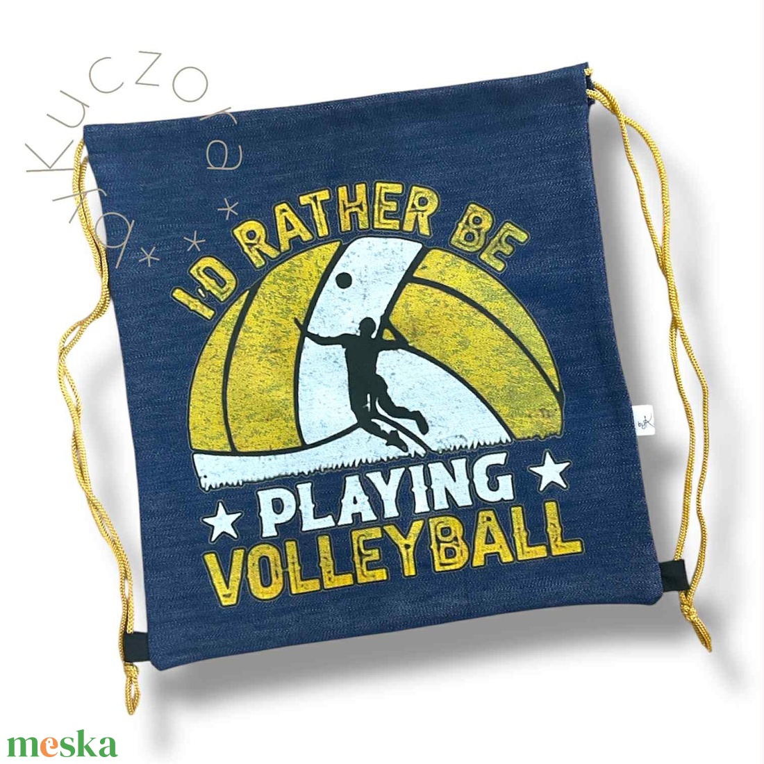 Tornazsák � sportos, egyedi mintával - I�d Rather Be Playing Volleyball - táska & tok - hátizsák - tornazsák, gymbag - Meska.hu