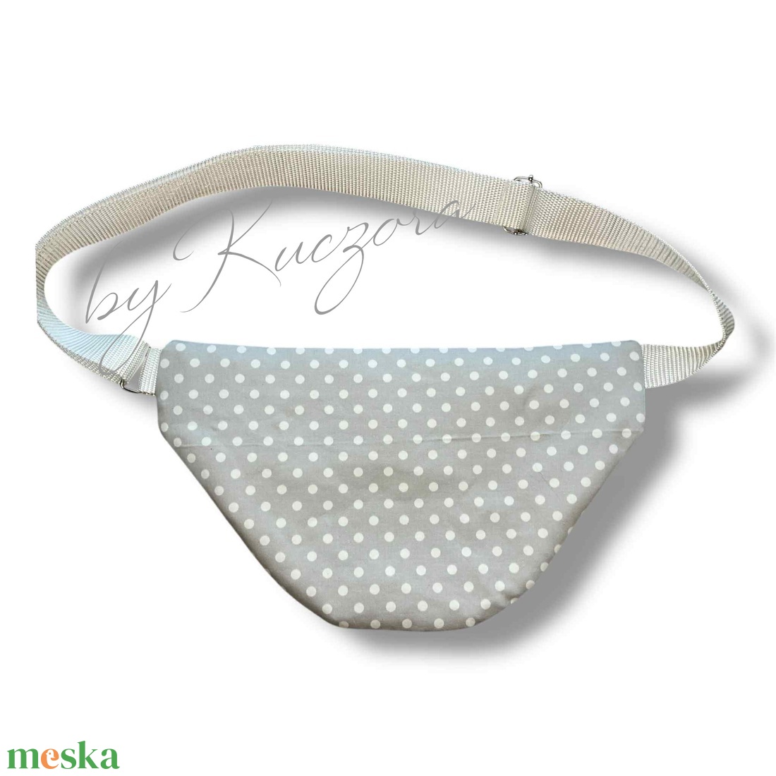 Szürke-fehér pöttyös övtáska / crossbody - táska & tok - övtáska - Meska.hu