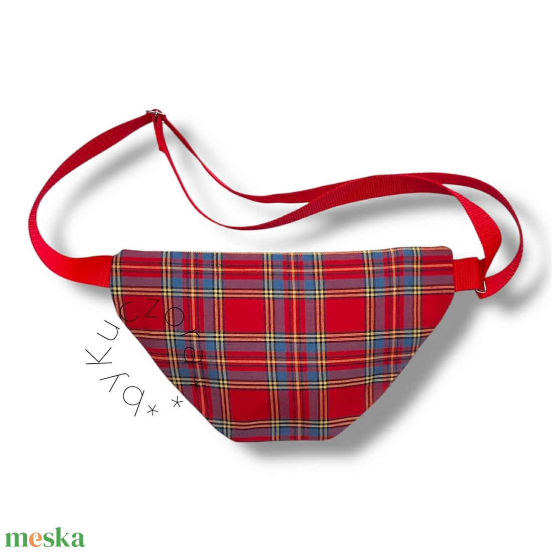 Piros kockás övtáska / crossbody táska - táska & tok - övtáska - Meska.hu