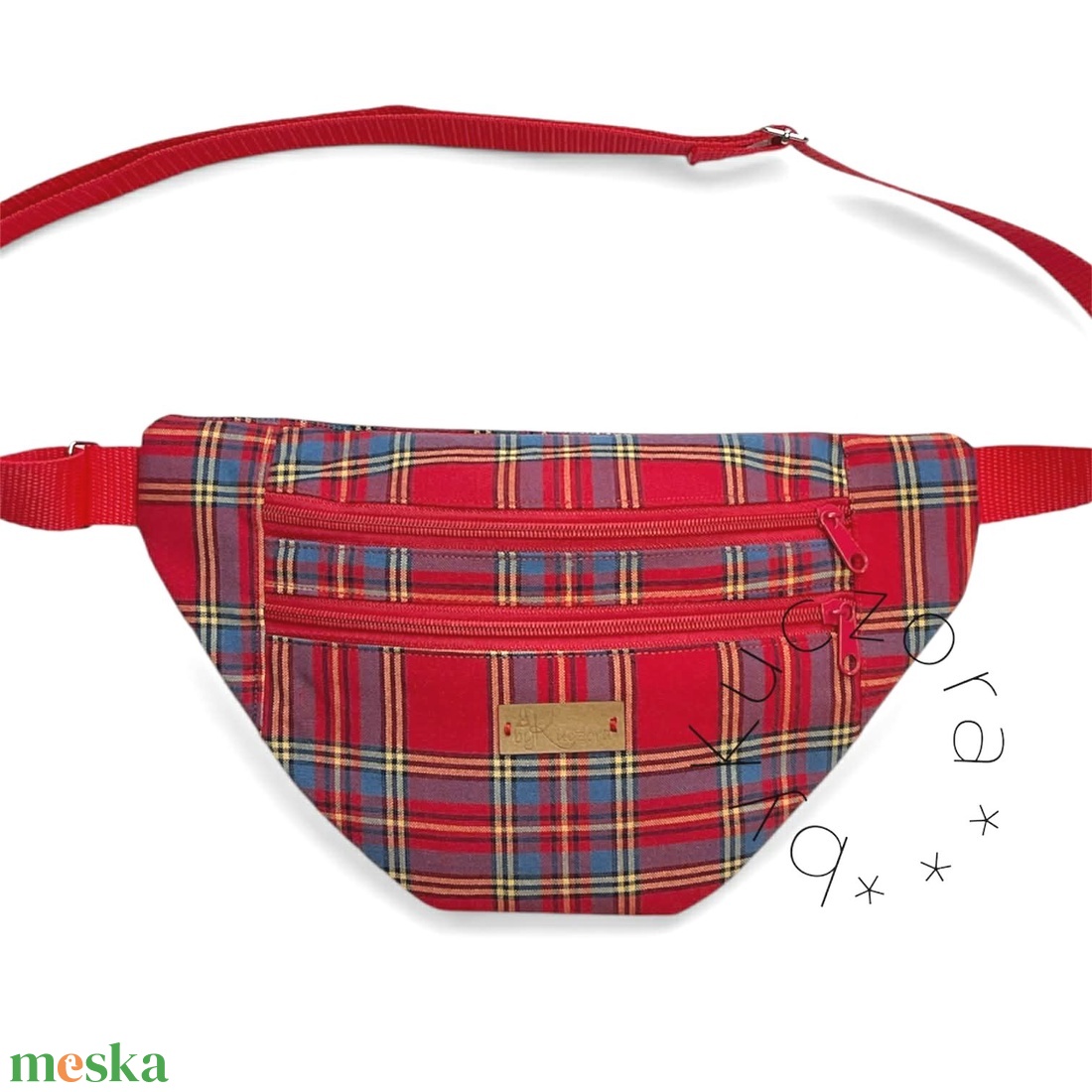 Piros kockás övtáska / crossbody táska - táska & tok - övtáska - Meska.hu
