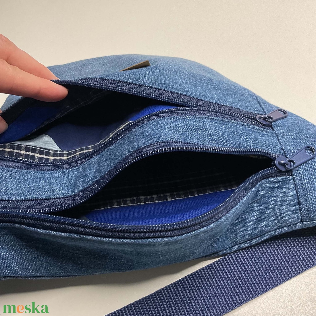 Farmerkék övtáska / crossbody táska - táska & tok - övtáska - Meska.hu