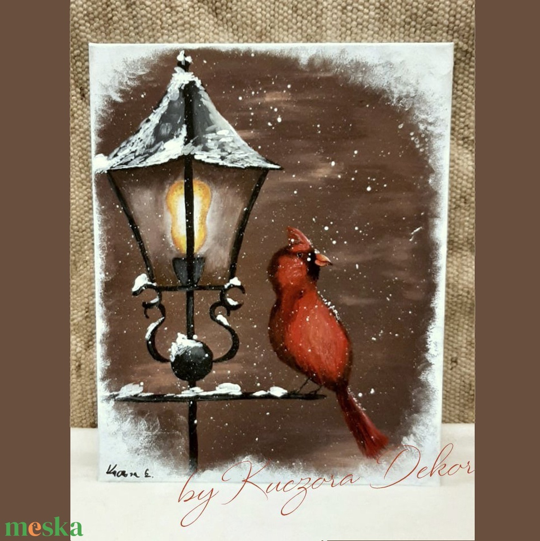 Karácsonyi / téli havas táj madárkával / vörös pinty - művészet - festmény - akril - Meska.hu Karácsonyi / téli havas táj madárkával / vörös pinty - művészet - festmény - akril - Meska.hu