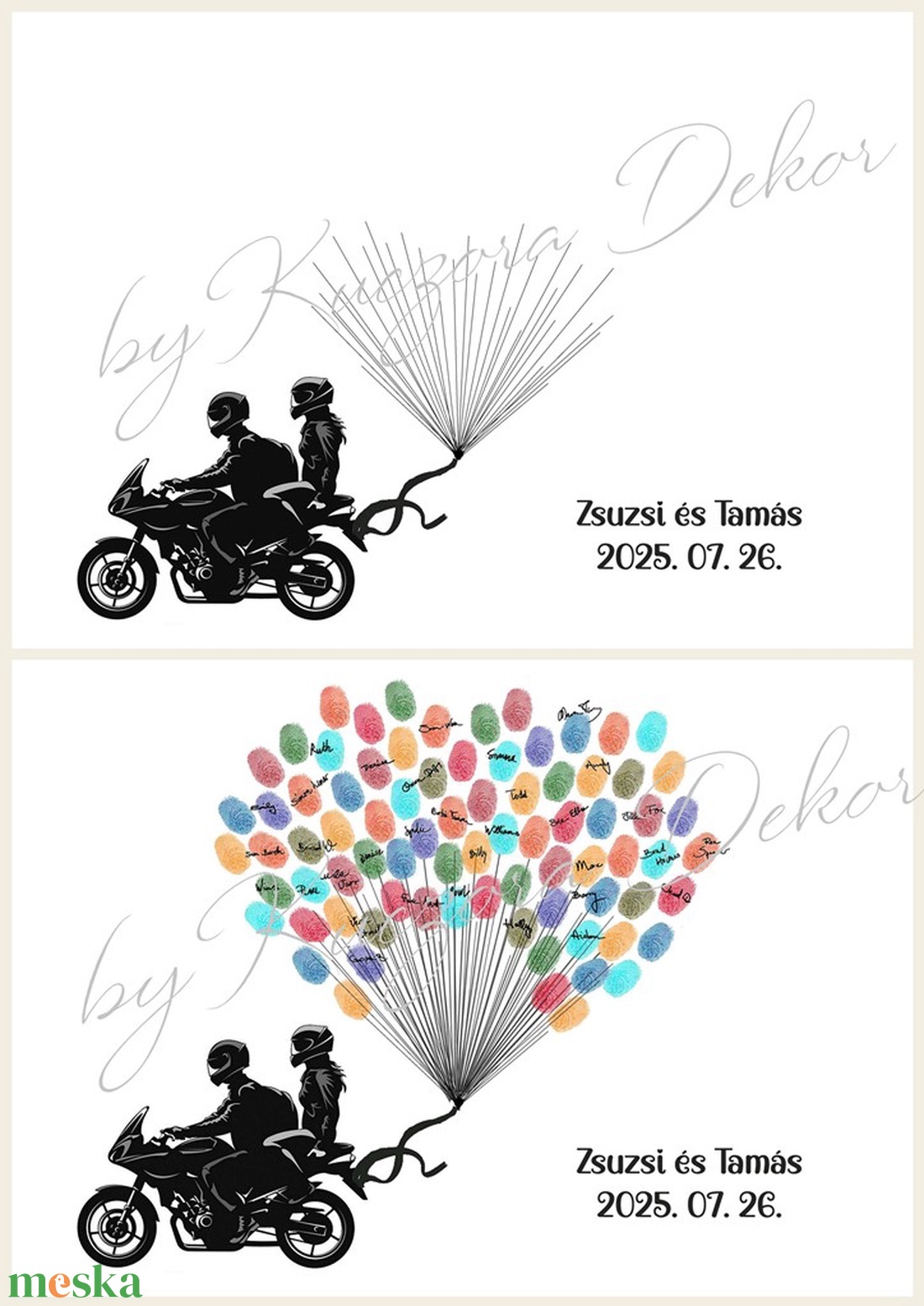 Ujjlenyomat vendégkönyv - Motoros pár, sportmotor - 02 - esküvő - emlék & ajándék - vendégkönyv - Meska.hu