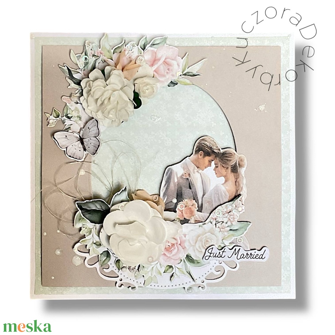 Esküvői, eljegyzési pénzátadó, képeslap, ajándék kísérő,  vintage, shabby-chic - otthon & életmód - papír, írószer - ajándékozás kellékei - pénzátadó boríték - Meska.hu