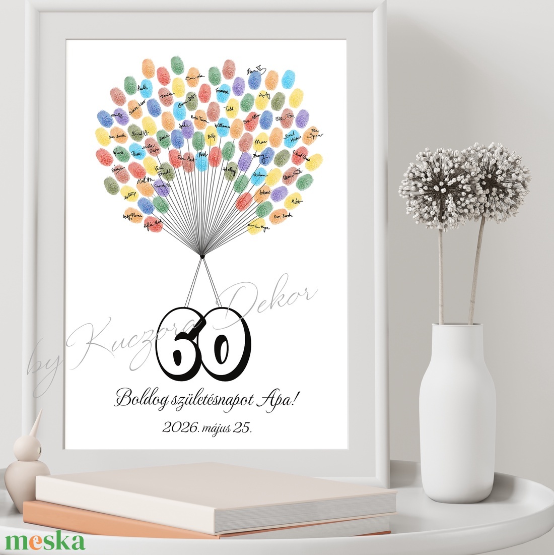 Születésnapi ujjlenyomat vendégkönyv, emléklap - művészet - grafika & illusztráció - digitális - Meska.hu