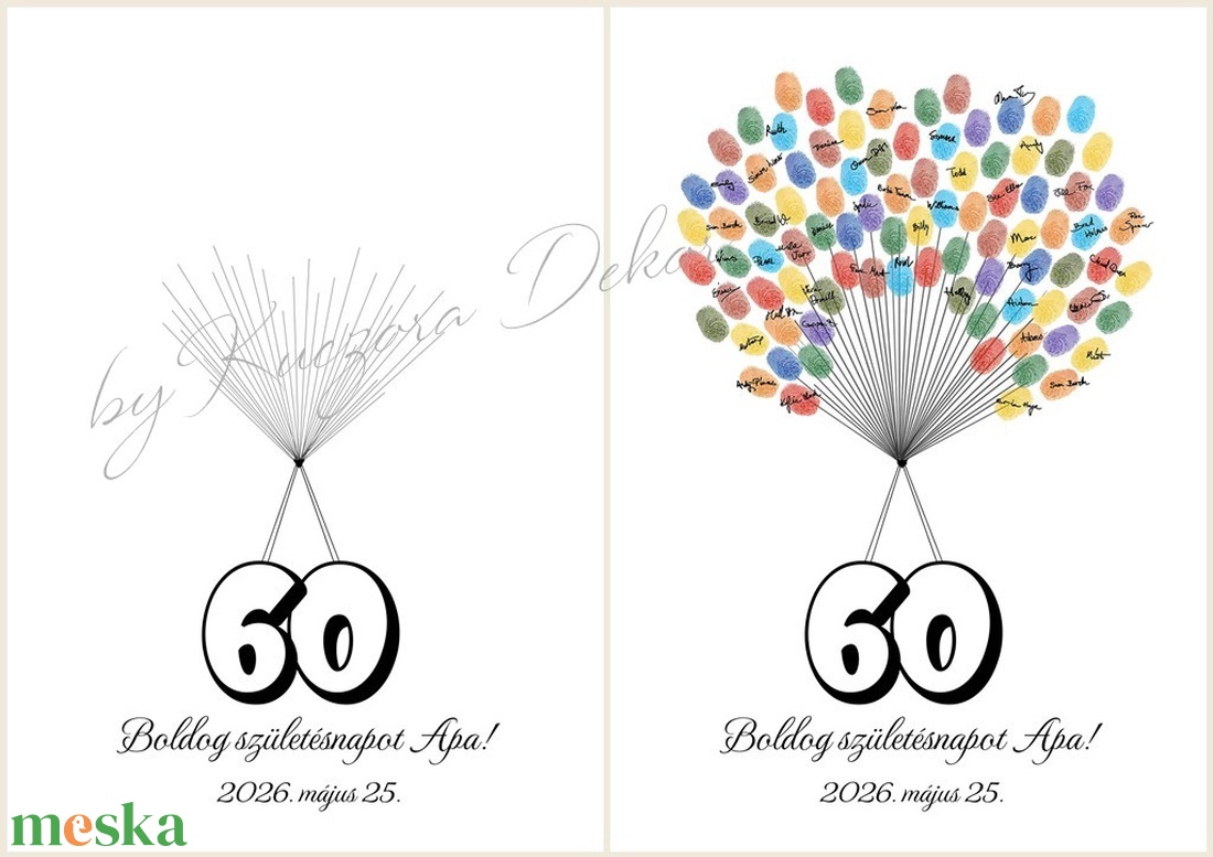 Születésnapi ujjlenyomat vendégkönyv, emléklap - művészet - grafika & illusztráció - digitális - Meska.hu