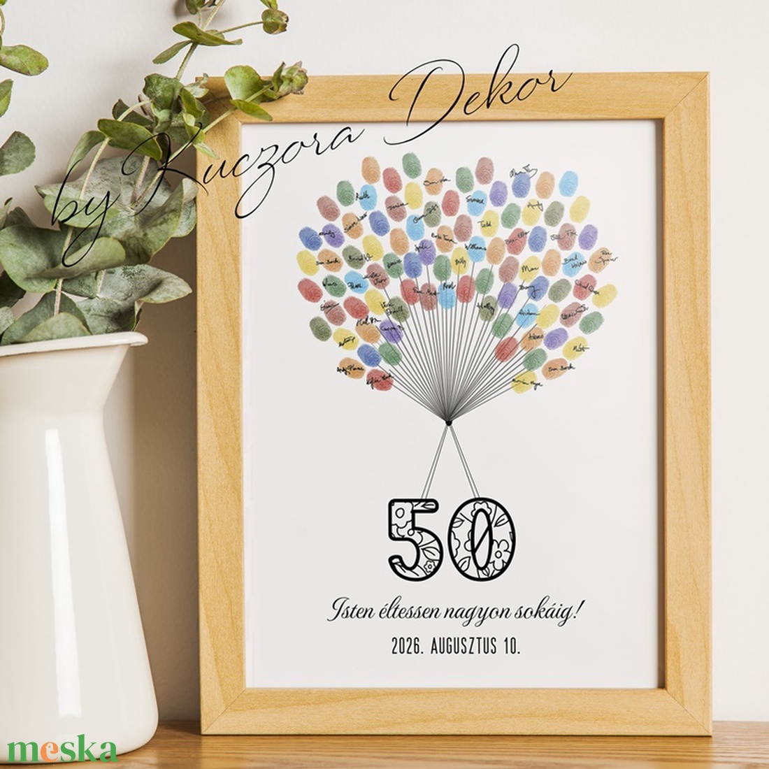 Születésnapi ujjlenyomat vendégkönyv, emléklap, virágmintás - művészet - grafika & illusztráció - digitális - Meska.hu