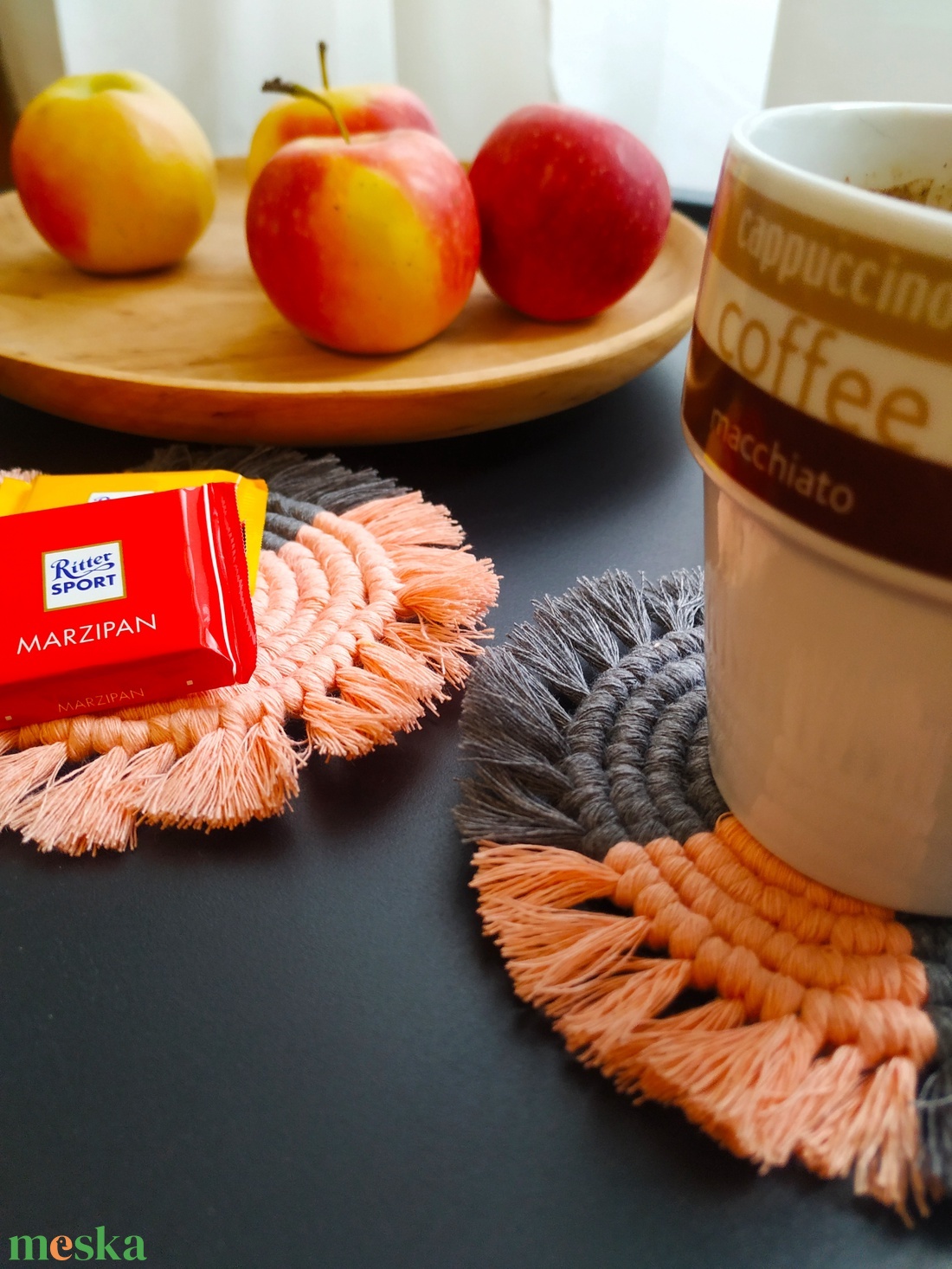 Kézzel készült makramé poháralátétek - otthon & életmód - konyhafelszerelés, tálalás - tálalás - tányér- és poháralátét - Meska.hu