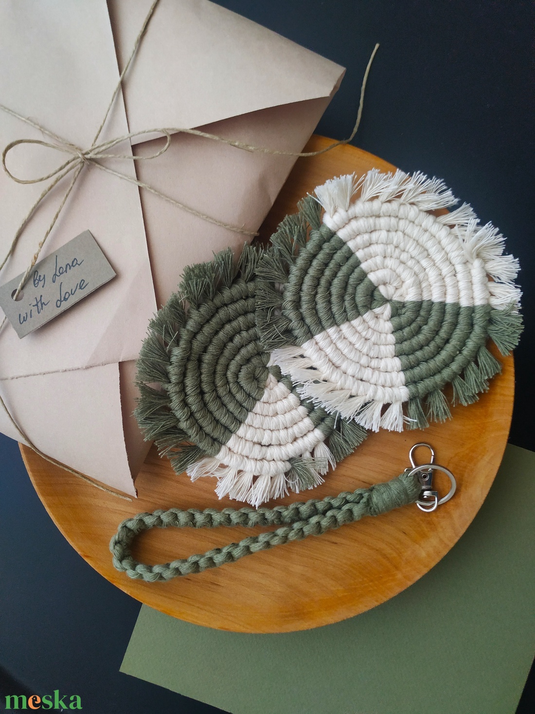 Kézzel készült makramé poháralátétek - otthon & életmód - konyhafelszerelés, tálalás - tálalás - tányér- és poháralátét - Meska.hu