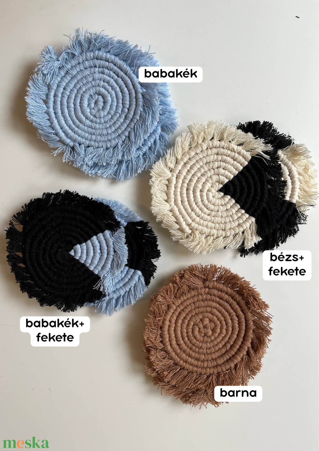 Kézzel készült makramé poháralátétek - otthon & életmód - konyhafelszerelés, tálalás - tálalás - tányér- és poháralátét - Meska.hu