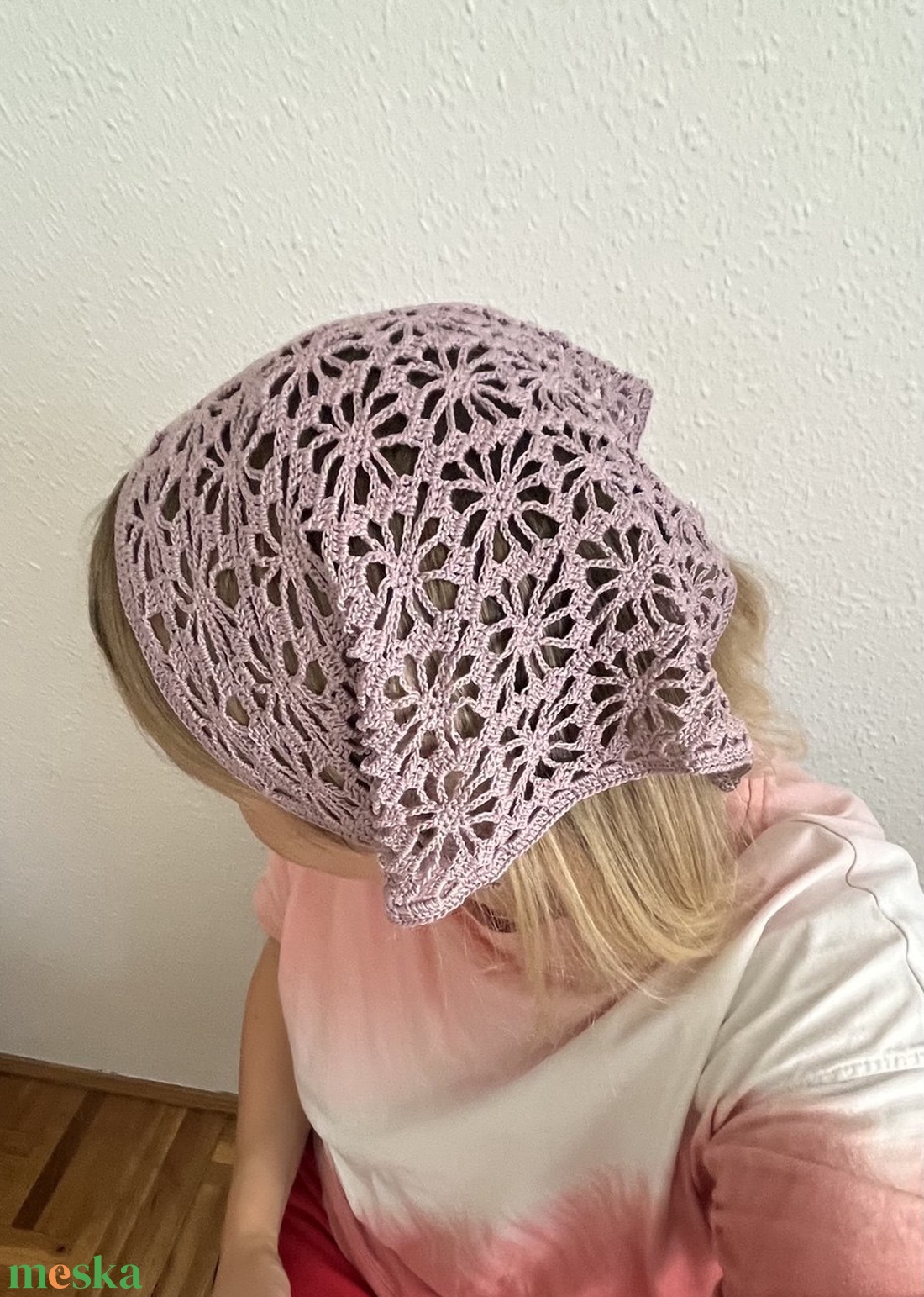 Horgolt bandana kendő/ fejkendő  - ruha & divat - sál, sapka, kendő - fejpánt - Meska.hu