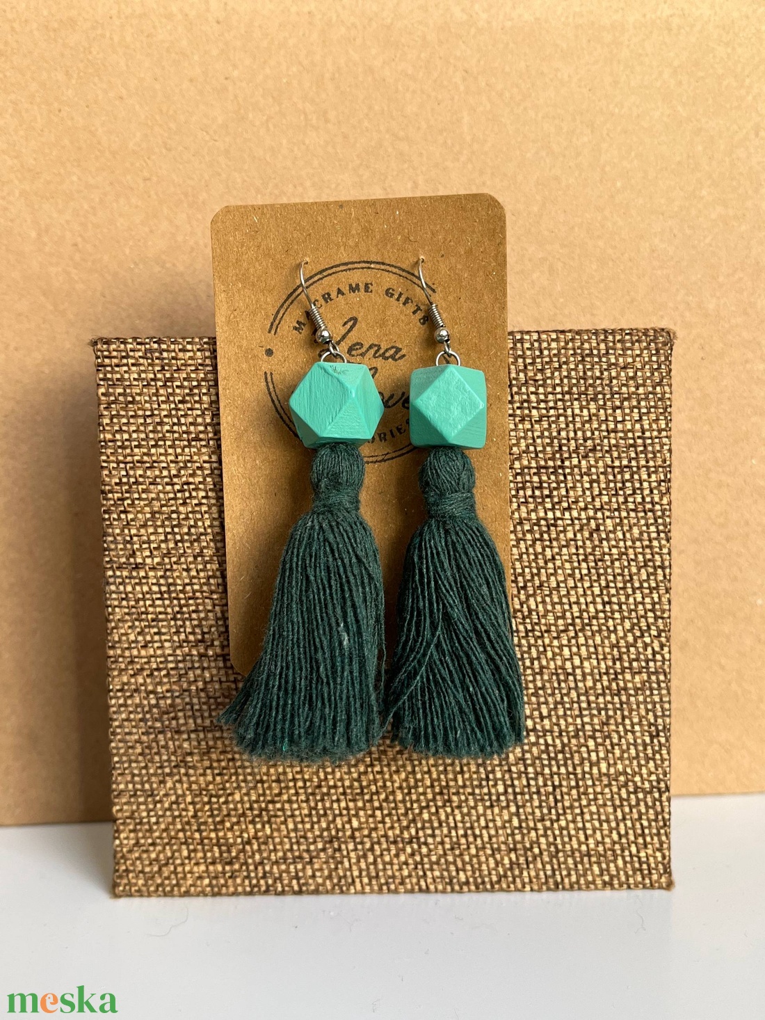 Makramé fülbevaló fagyöngyökkel � újrahasznosított pamutból - ékszer - fülbevaló - rojtos fülbevaló - Meska.hu