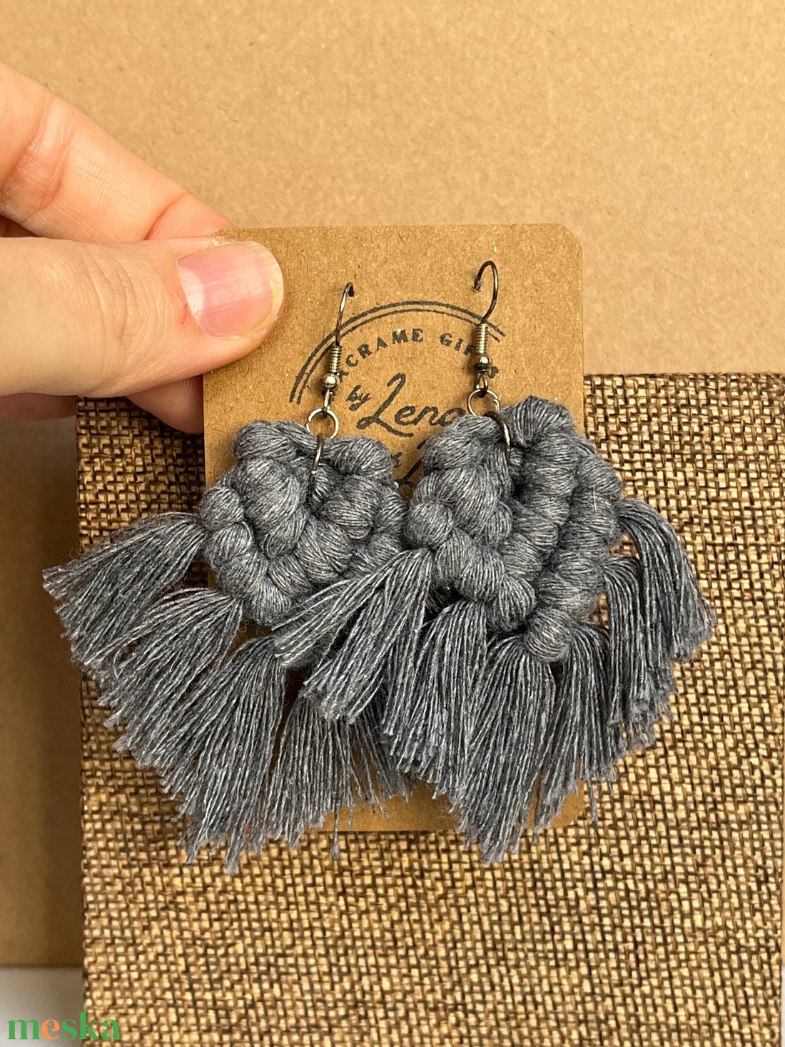 Makramé nyári fülbevaló  � újrahasznosított pamutból - ékszer - fülbevaló - rojtos fülbevaló - Meska.hu