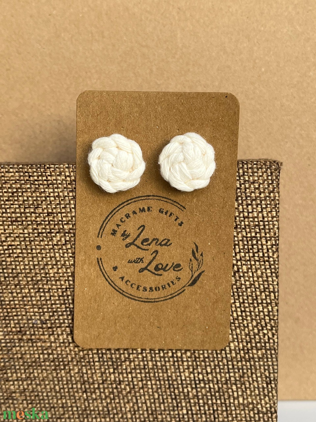 Makramé nyári fülbevaló  � újrahasznosított pamutból - ékszer - fülbevaló - pötty fülbevaló - Meska.hu