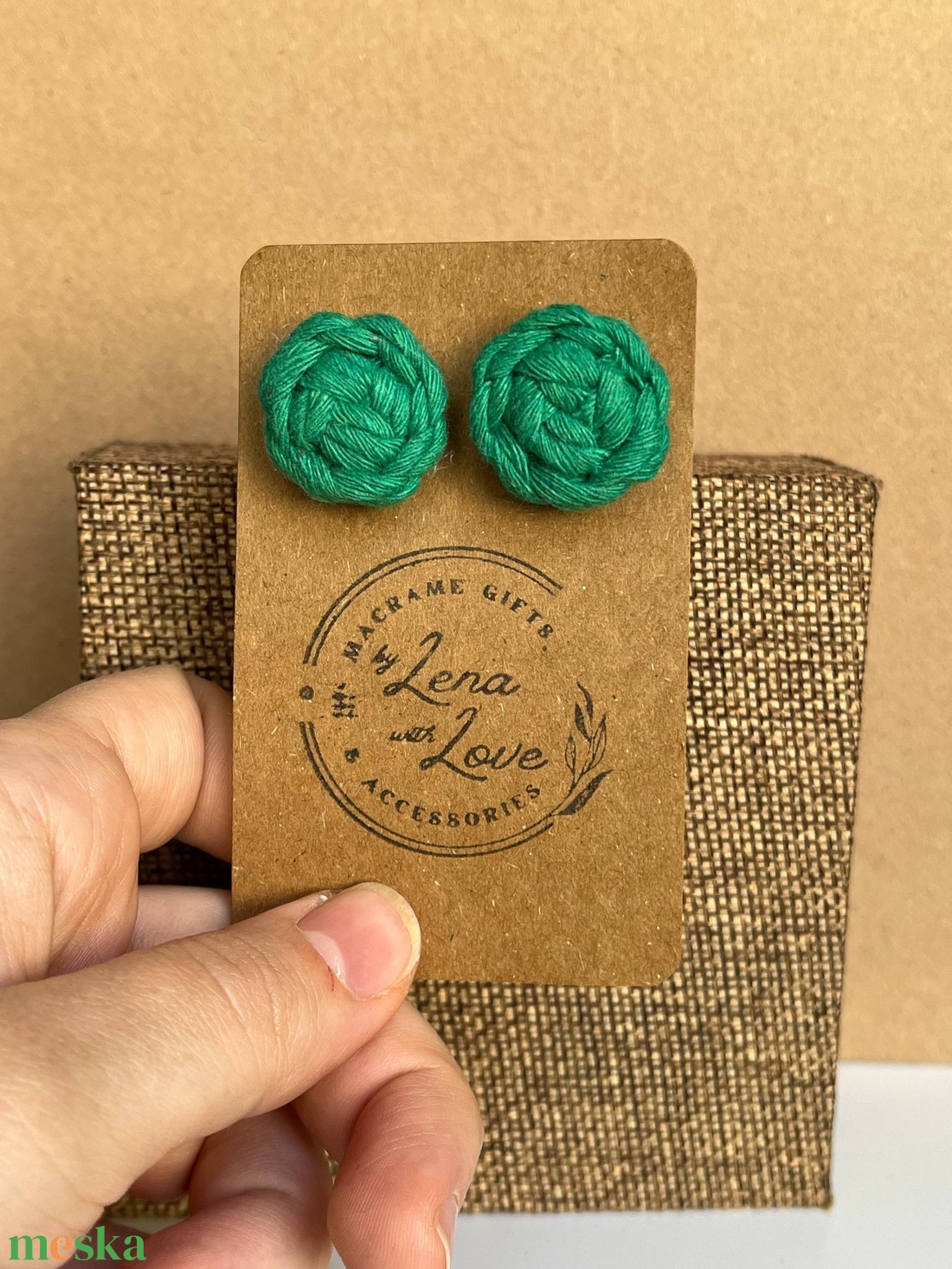 Makramé nyári fülbevaló  � újrahasznosított pamutból - ékszer - fülbevaló - pötty fülbevaló - Meska.hu