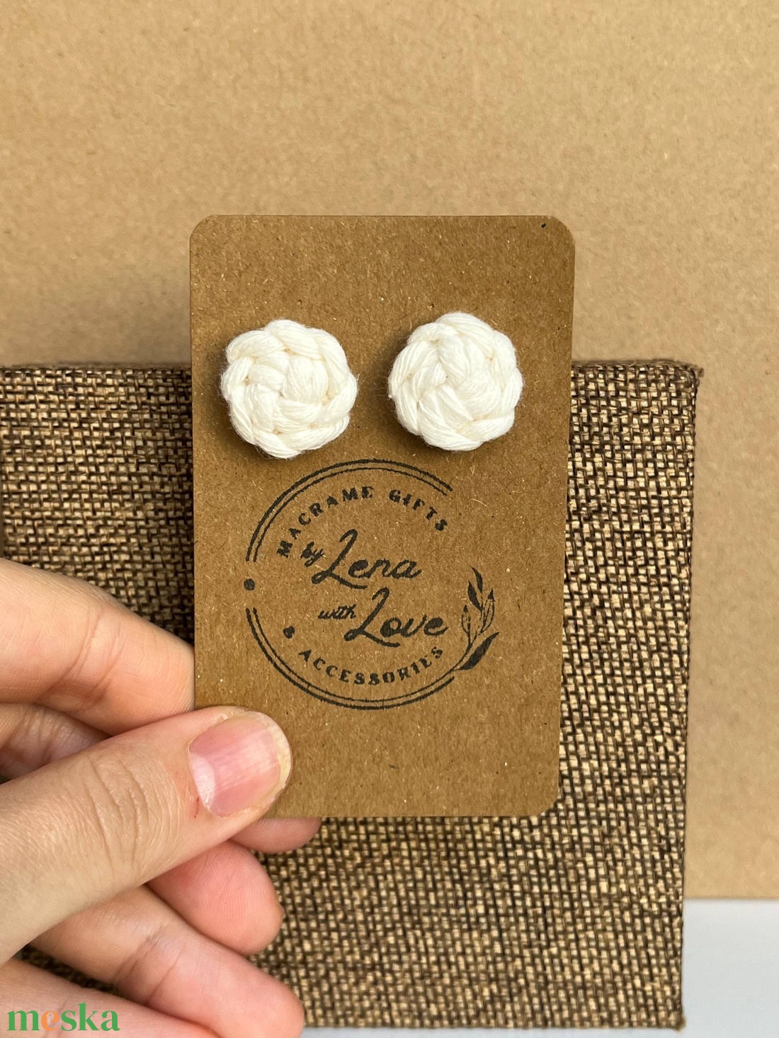 Makramé nyári fülbevaló  � újrahasznosított pamutból - ékszer - fülbevaló - pötty fülbevaló - Meska.hu