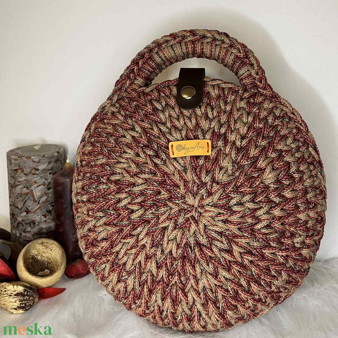 Horgolt kerek kézi/váll táska - táska & tok - kézitáska & válltáska - vállon átvethető táska - Meska.hu