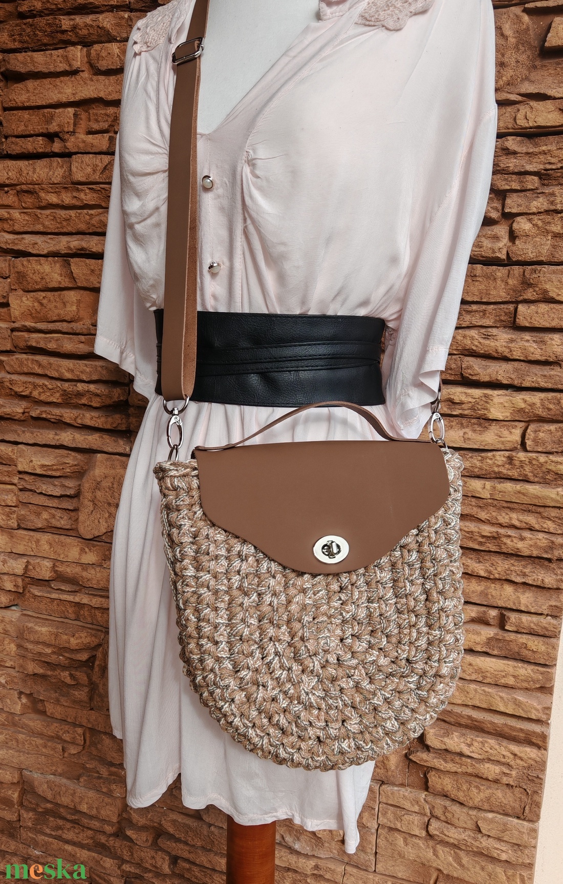 horgolt női táska - táska & tok - kézitáska & válltáska - válltáska - Meska.hu