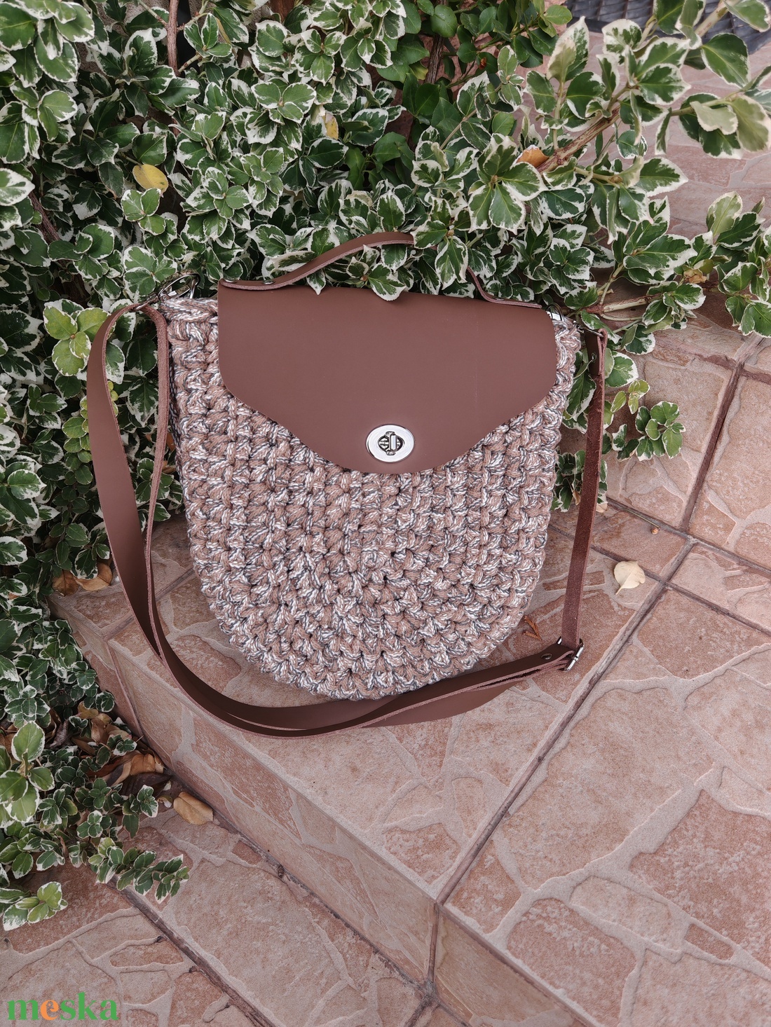 horgolt női táska - táska & tok - kézitáska & válltáska - válltáska - Meska.hu