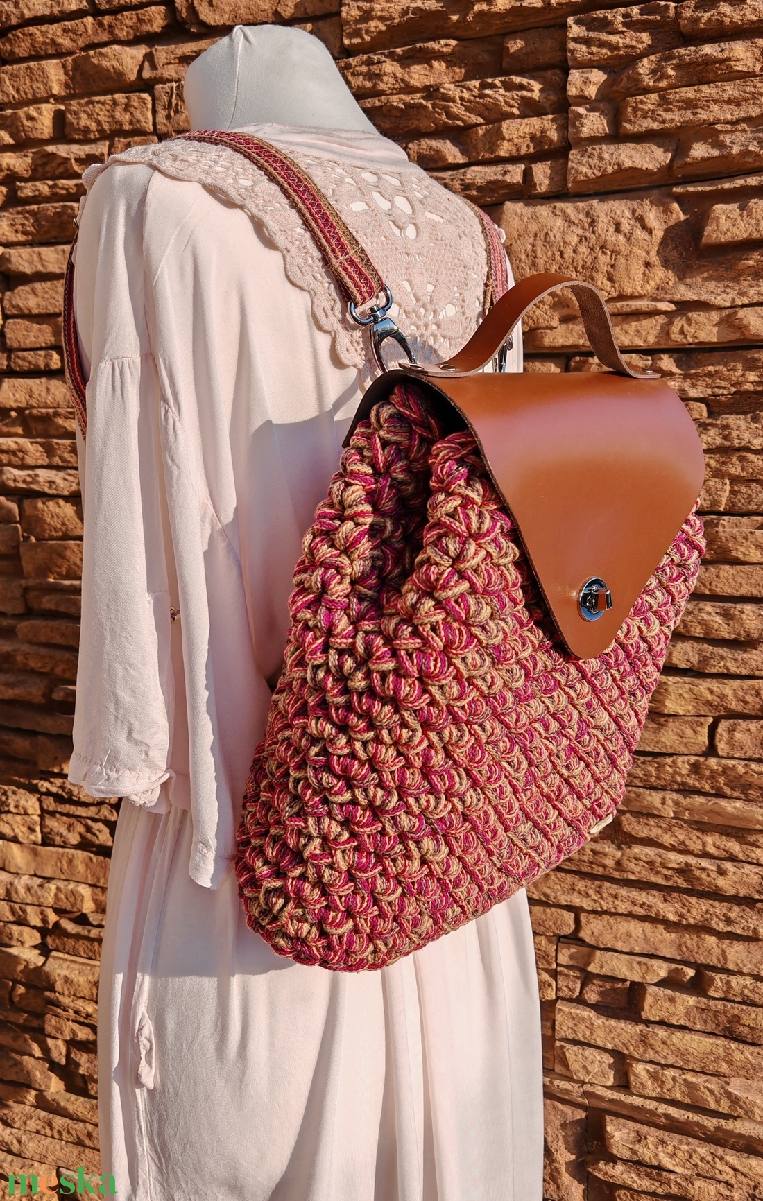 Horgolt női hátizsák - táska & tok - hátizsák - hátizsák - Meska.hu