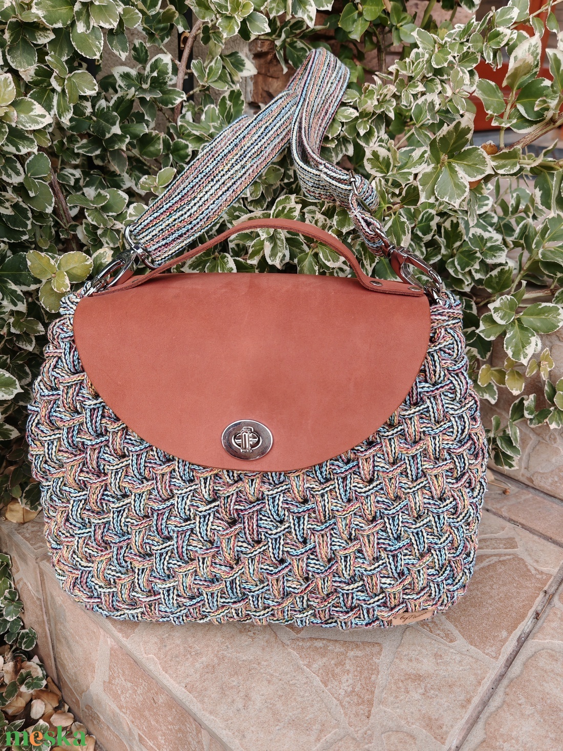 horgolt női táska - táska & tok - kézitáska & válltáska - válltáska - Meska.hu