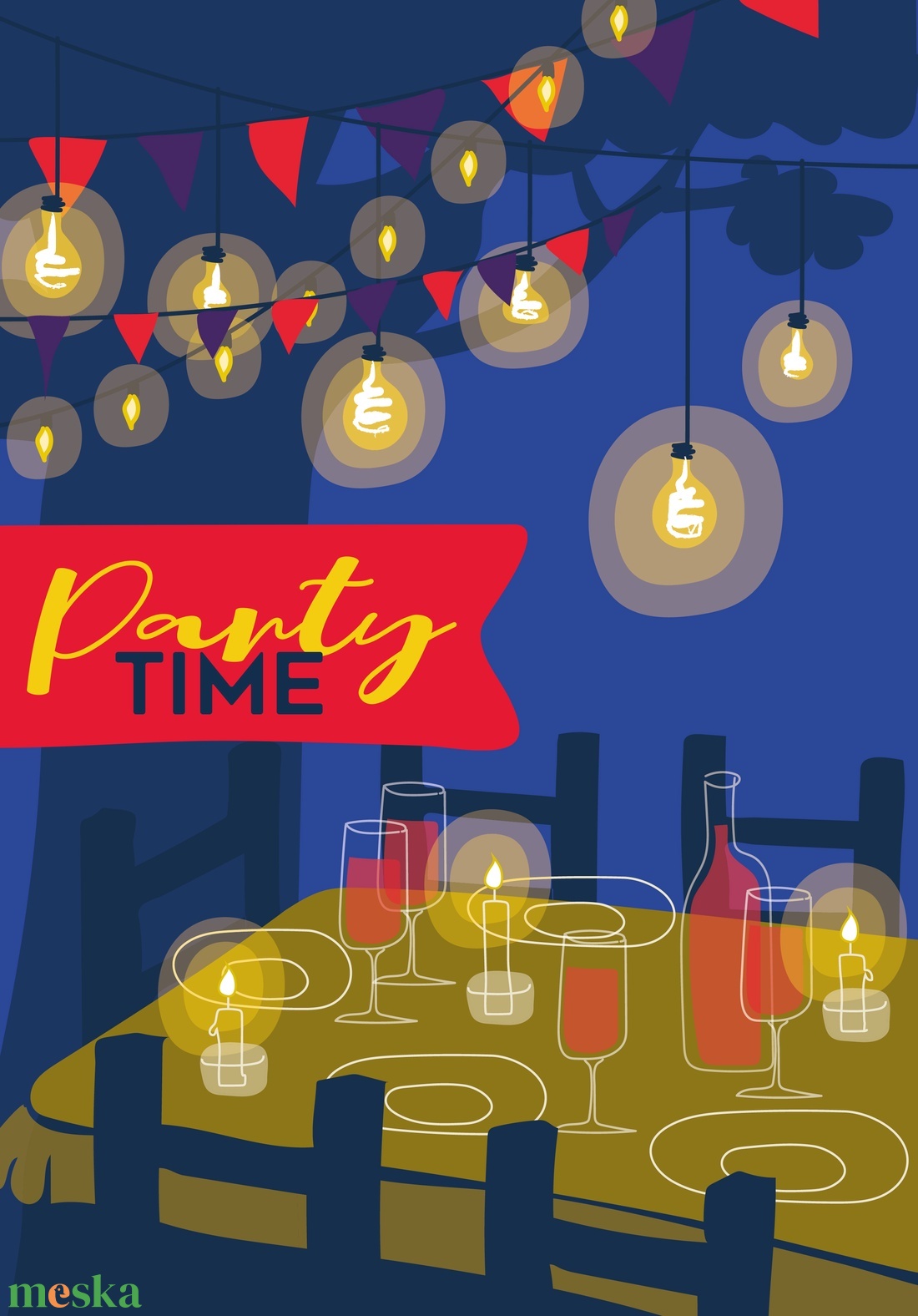 Party Time: nyomtatható pdf vagy papír nyomat, dekoráció, poszter -  - Meska.hu