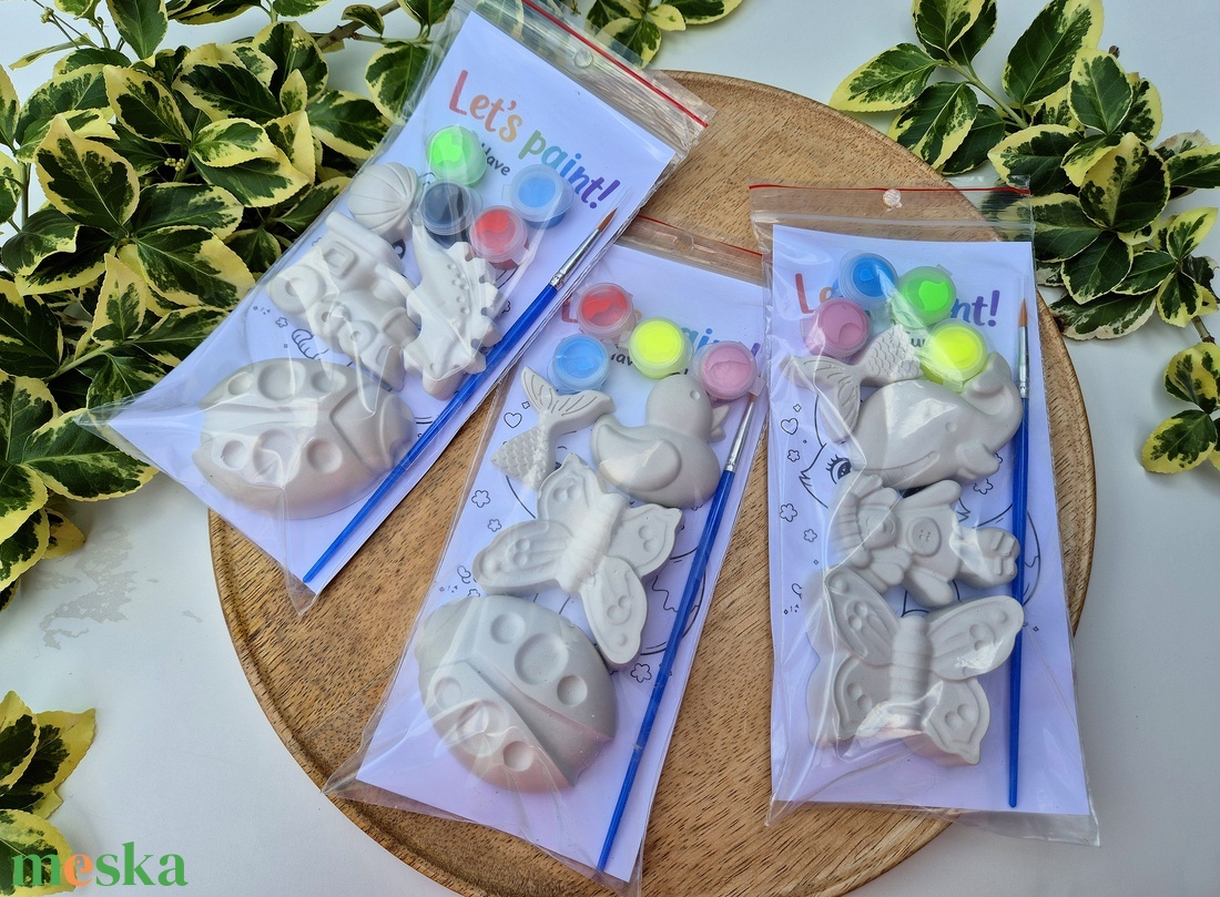 DIY Kreatív festőkészlet gyerekeknek Kacsa-pillangó-katica-sellő, Születésnapi csoportos foglalkozás, Festhető gipsz - diy (csináld magad) - egységcsomag - Meska.hu